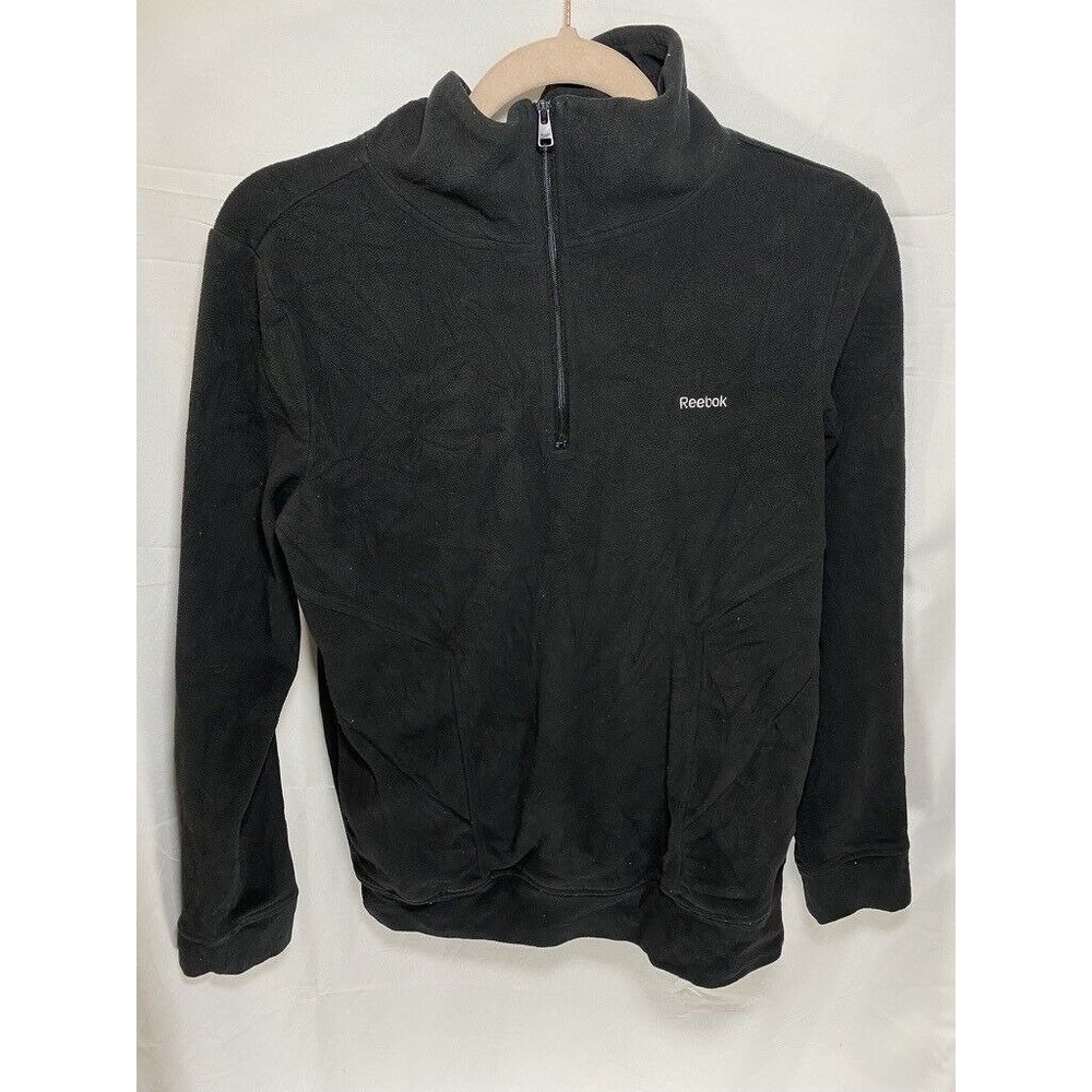 Reebok Sweater Women's Medium Black 1/4 Zip Pullover Sweatshirt Ladies.